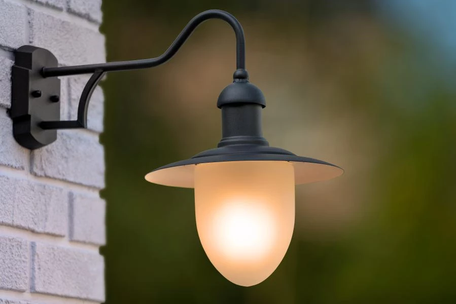 Lucide ARUBA - Wandlamp Buiten - 1xE27 - IP44 - Zwart - sfeer 1